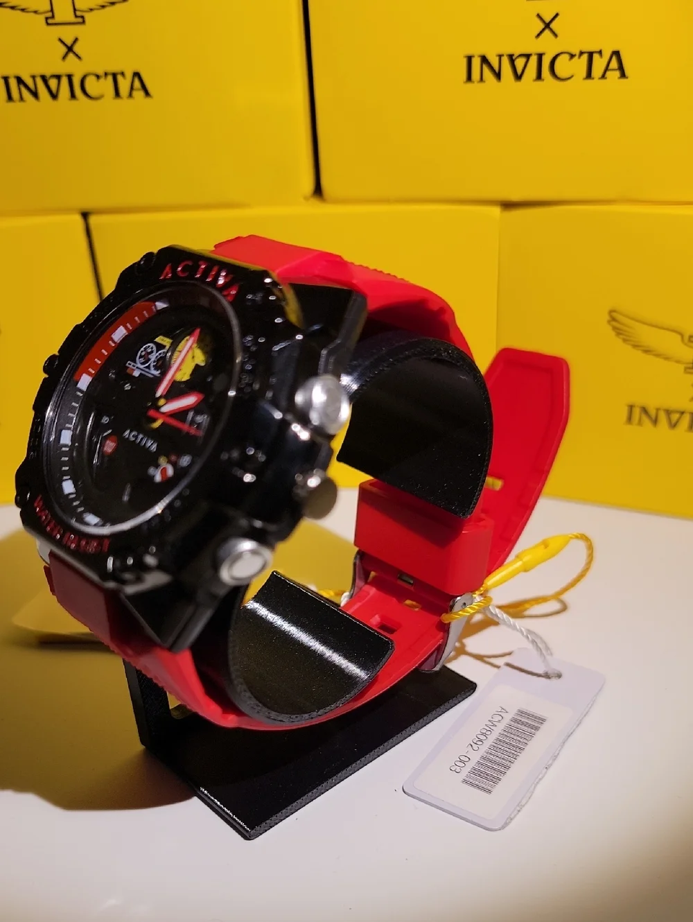Activa X Invicta Racing Mens Black & Red 55mm Watch ACW8092-003 NIB $99 Retail
